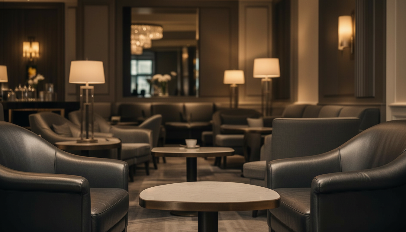 Executive hospitality environment with warm cinematic lighting